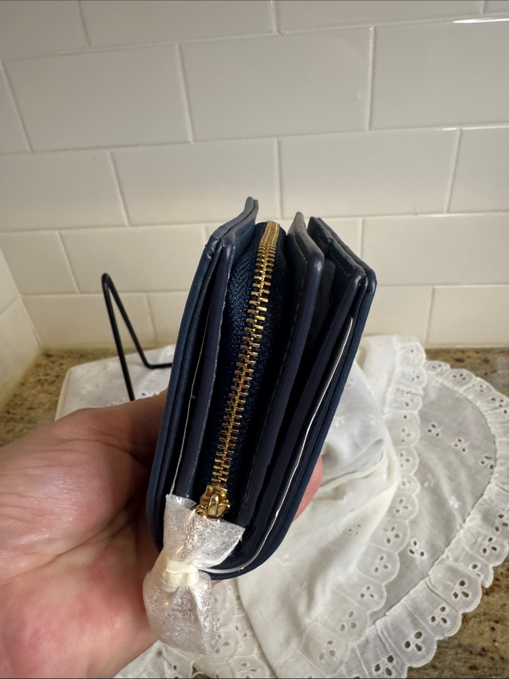 COACH Denim Signature Bifold Wallet - Light Blue with Navy Trim ! - Picture 7 of 12